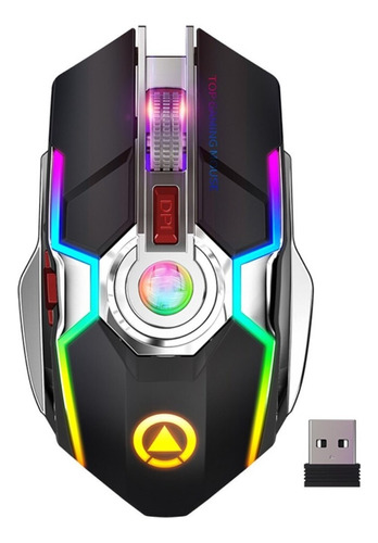 Mouse Gamer Yindiao A5 Inalambrico Recargable 7 Botones Color Negro