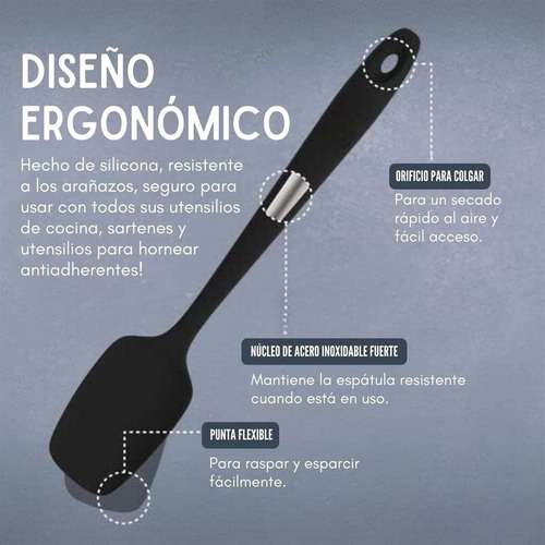 Juego De Espátulas De Silicona De Cocina Con Antiadherente