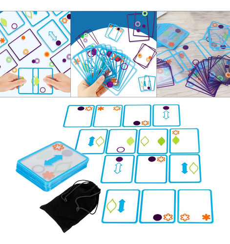 Juego De Lógica De Cartas Superpuestas Azul Negro