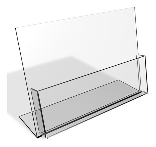 Porta Folheto Mesa Acrílico 100% Puro C/ Bolso A3 Horizontal