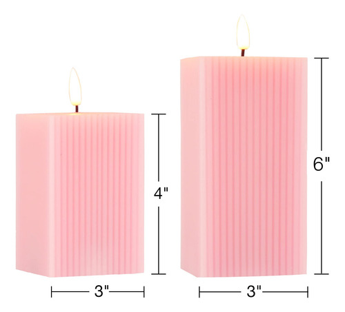 Girimax Velas Cuadradas Rosas 3 Pulgadas De Alto, 4 Pulgad