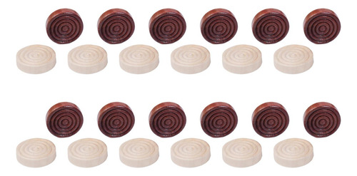 4 X 24 Piezas Redondas De Backgammon Marrón Y Natural Para