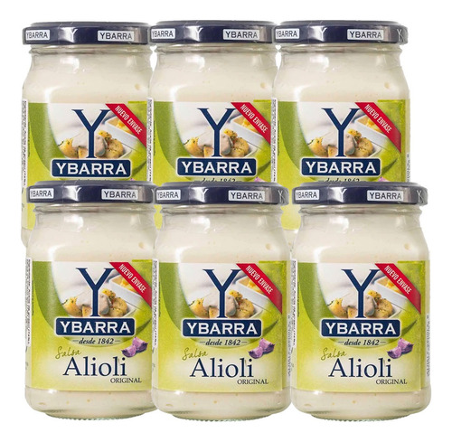 Pack 6 Salsa Ybarra Alioli Ajo 225ml Original España