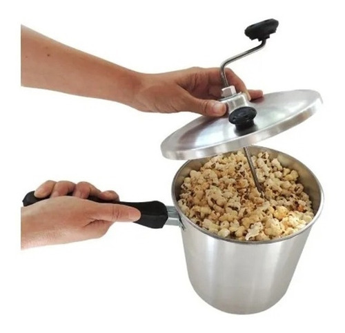 Pochoclera Familiar Olla De Aluminio P/pochoclos Pop Corn Color Plateado