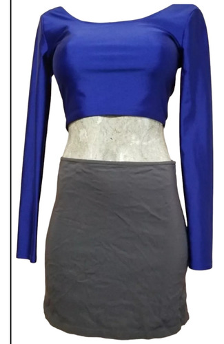 Duo Falda Corta Zara Basic Gris + Blusa Express Con Encaje (Usado)