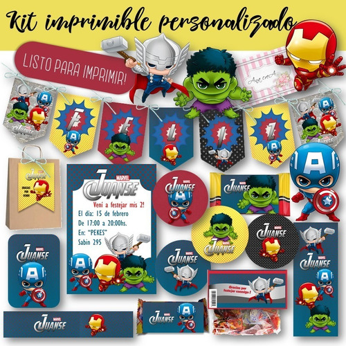 Kit Imprimible Avengers Babys Personalizado Mod.2 Candy Bar