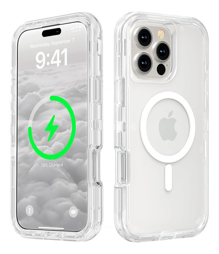 Funda Protector Para iPhone Con Magsafe 3 En 1 Uso Rudo Case 360