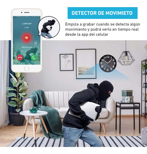 Cámara Espía Oculta Tipo Reloj De Pared 1080p Wifi Ip408w