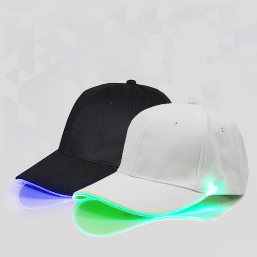 Gorra De Béisbol Con Luz Led, Iluminación Luminosa De Fibra