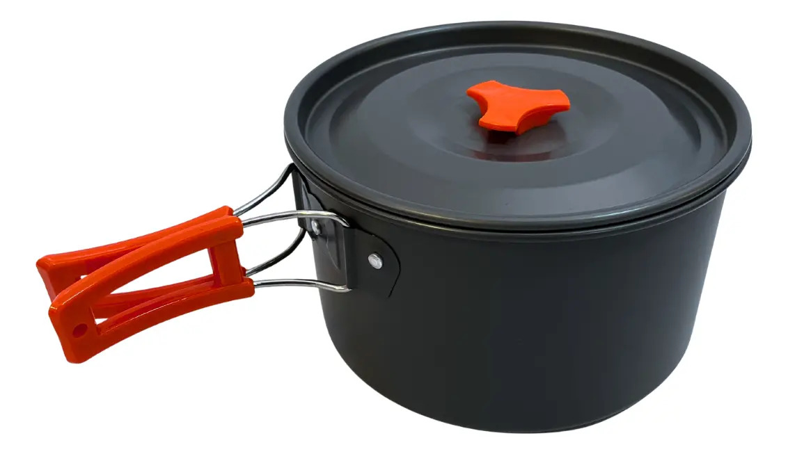 Kit Jogo Panela Camping Chaleira Portátil Alumínio Trilha
