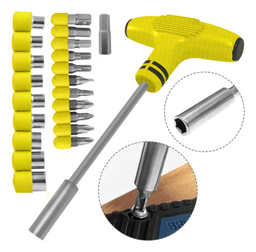 Jogo Chave T Com Soquete Bits Fenda Torx Philips 20 Peças
