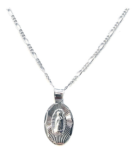 Dije Medalla Virgen De Guadalupe Incluye Cadena Plata 925 