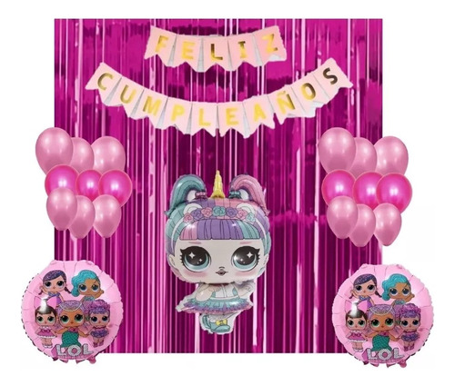 Combo De Globos Metalizados Lol Muñeca Cumpleaños