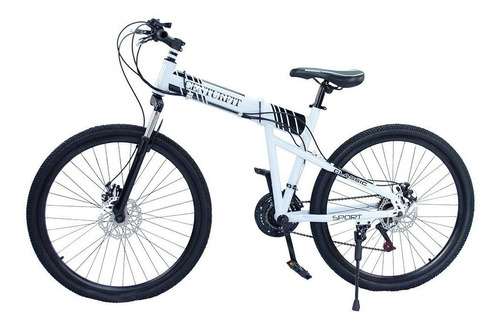 Imagen 1 de 3 de Mountain bike plegable Centurfit MKZ-CFBICPLE R26 21v color blanco/negro con pie de apoyo