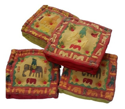 Imagen 7 de 8 de Set De 4 Zafus Cuadrados (40 X 40 Cm) - Almohadones Para Med