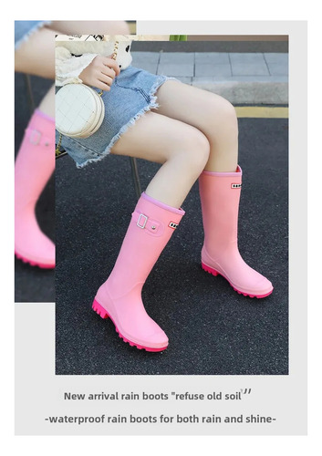 Botas De Lluvia Impermeables De Punto Alto Para Mujer, Estil