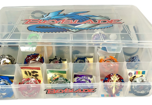 Kit Maleta 12 Bey Blade Batalha Beyblade Burst Metal Led Color