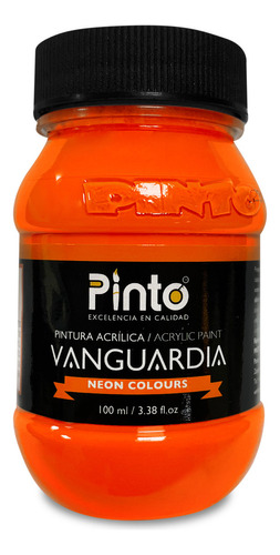 Pintura Neon Acrilica Pinto 100ml Para Luz Negra Color Naranja