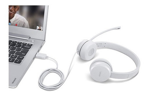 Imagen 3 de 3 de Audifonos Lenovo 110 Stereo Usb 1.8m Blanco