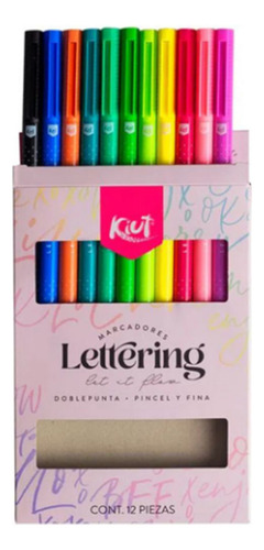 Kiut Lettering Doble Punta 12 Plumones (marcadores)