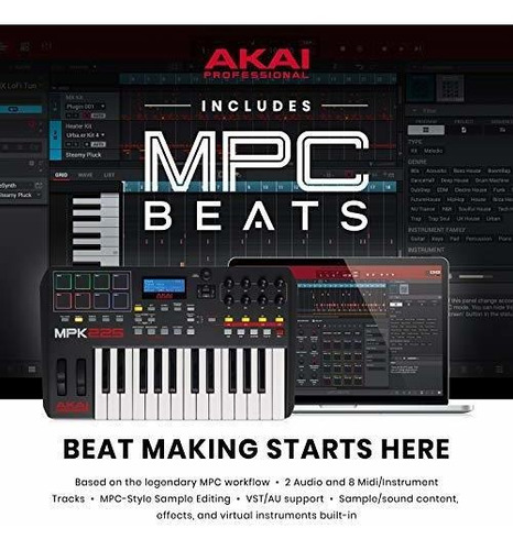 Imagen 2 de 6 de Akai Professional Mpk225 | Controlador De Teclado Midi Usb S