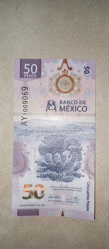 Billete De 50 Pesos Ajolote De La Serie Ay