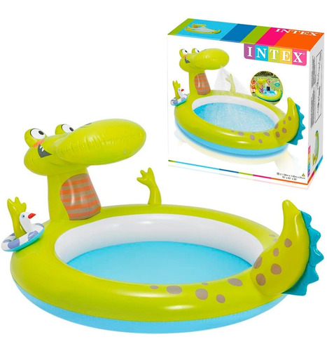 Pileta Inflable Redonda Caiman Con Spray Intex 57431