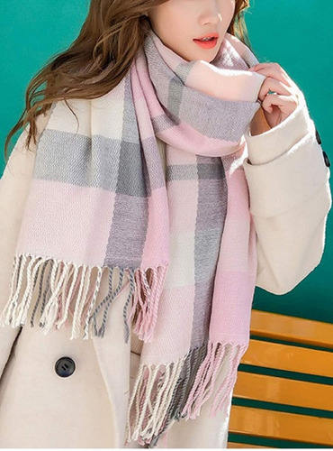 Bufanda Larga Wander Agio Invierno Mujer A Cuadros Tejida Color Diseño De La Tela Talle