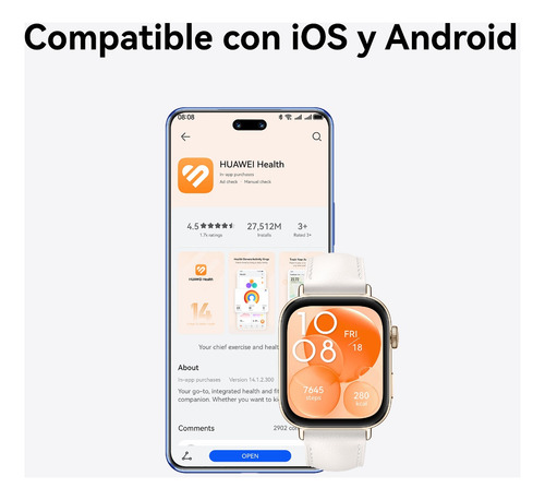 Smartwatch Huawei Watch Fit 3 Reloj Inteligente Negro Negro Fluoroelastómero Negro Negro