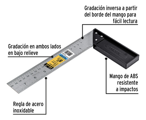 Escuadra 8' Para Carpintero, Pretul 26087