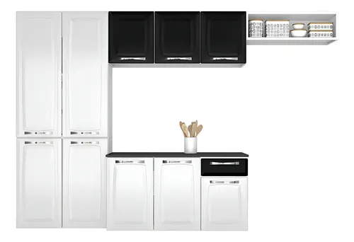 Cozinha Completa Itatiaia Aço Amanda Com Paneleiro Duplo Cor Pret...