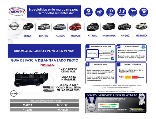 Guia Facia Delantera Piloto March 2015 Al 2019 Original | Meses