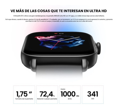 Imagen 6 de 9 de Smartwatch Amazfit Gts 3 Gps Natacion Oximetro Alexa