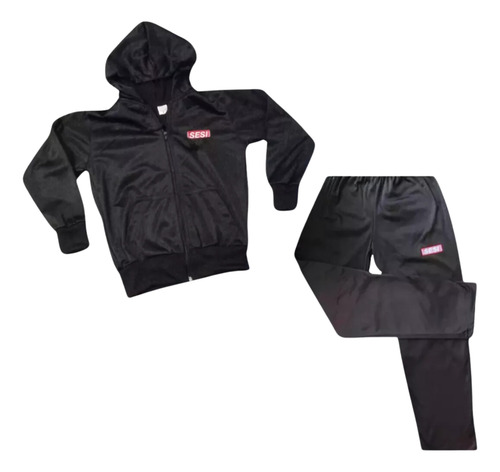 Conjunto Uniforme Escolar Sesi Bordado Infantil 8 Ao 16 Preto 14