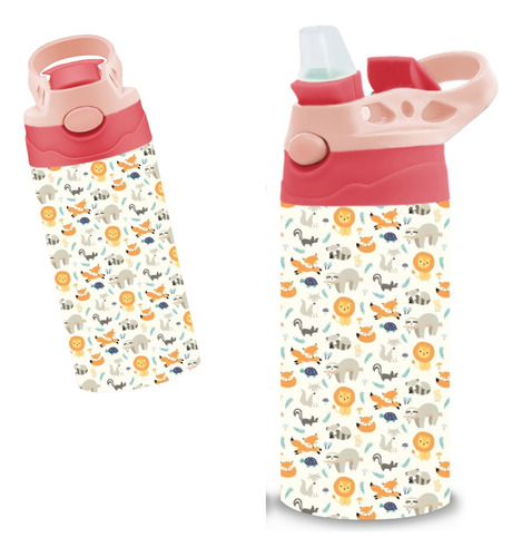 Termos Infantil Animales Acero Inoxidable Doble Capa 320 Ml Coral Claro