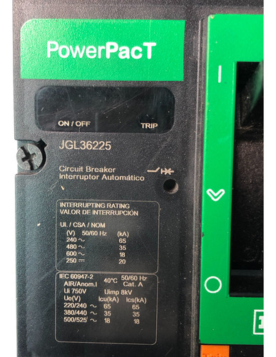 Interruptor Termomagnetic Square D Jdl36225 3p 225a,sin Caja