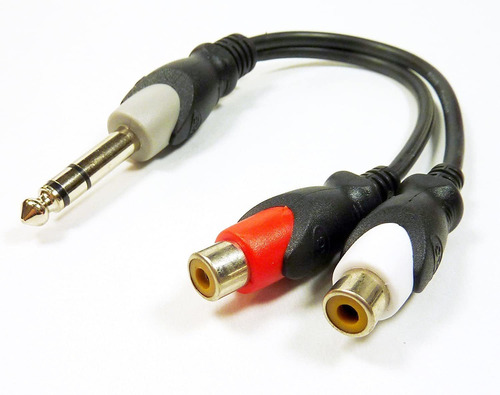 Cable Adaptador De Audio Estereo 6,35 Mm Macho A 2 Rca He...