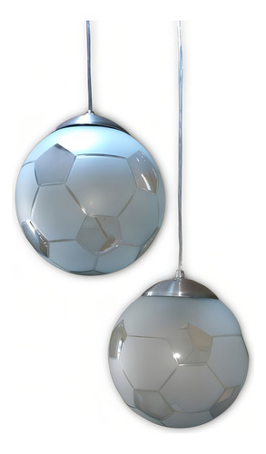Pendente Vidro Futebol 20x20cm Alumínio 90cm