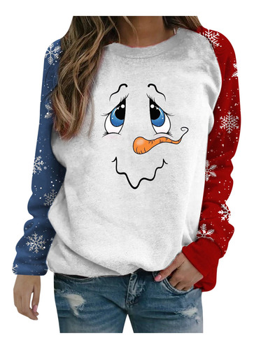 Imagen 1 de 4 de Sudadera Mujer Navidad Manga Larga Cuello Redondo Estampado