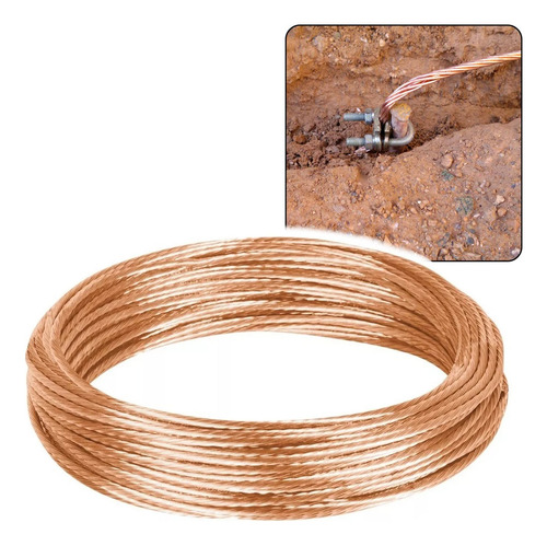 50 Mts Cable Desnudo 100% Cobre Cal 14 Argos Tierra Física Cubierta Sin Cubierta