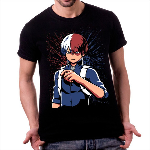 Imagem 3 de 3 de Camiseta Camisa Anime Boku No Hero Todoroki + Mini Placa