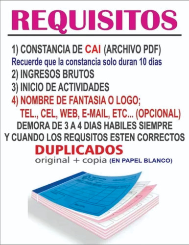 10 Talonarios De Facturas / Remitos / Recibos / Imprentaafip