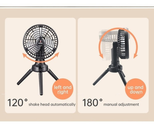 Ventilador De Mesa O Camping Portátil Recargable Con Luz Led