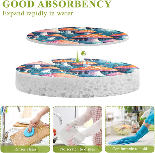 Esponjas Para Fregar Con Forma De Hongo, 3 Ud