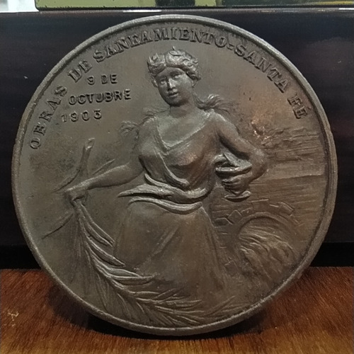 Antigua Medalla Obras De Saneamiento De Santa Fe 1903