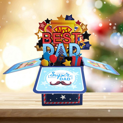 Tarjeta 3d Del Día Regalo Del Día Mejor Tarjeta De