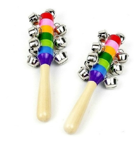 Sonajero Maraca Cascabel Madera Música P/ Niños 20 Cm
