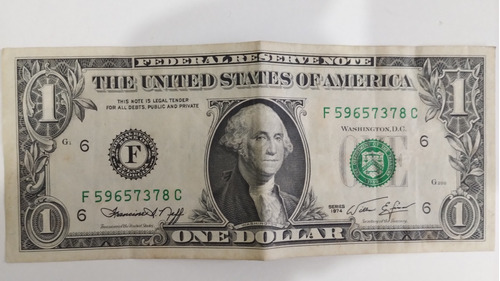 Cedula De Um Dólar Autêntica Antiga 1974
