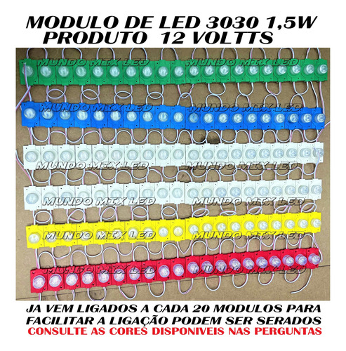 300pçs Módulo Led 12v 3030 1,5w 1-led Frio 6500k Mega Lente