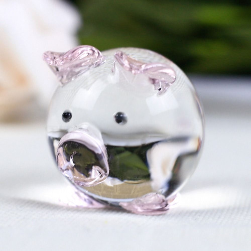 Miniatura De Cristal Con Figuritas De Cerdito Para Decoració